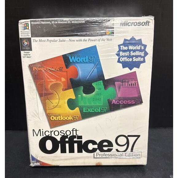 Microsoft Office 97 Professional Edition Full Version CD Sealed Read Description - Picture 1 of 10